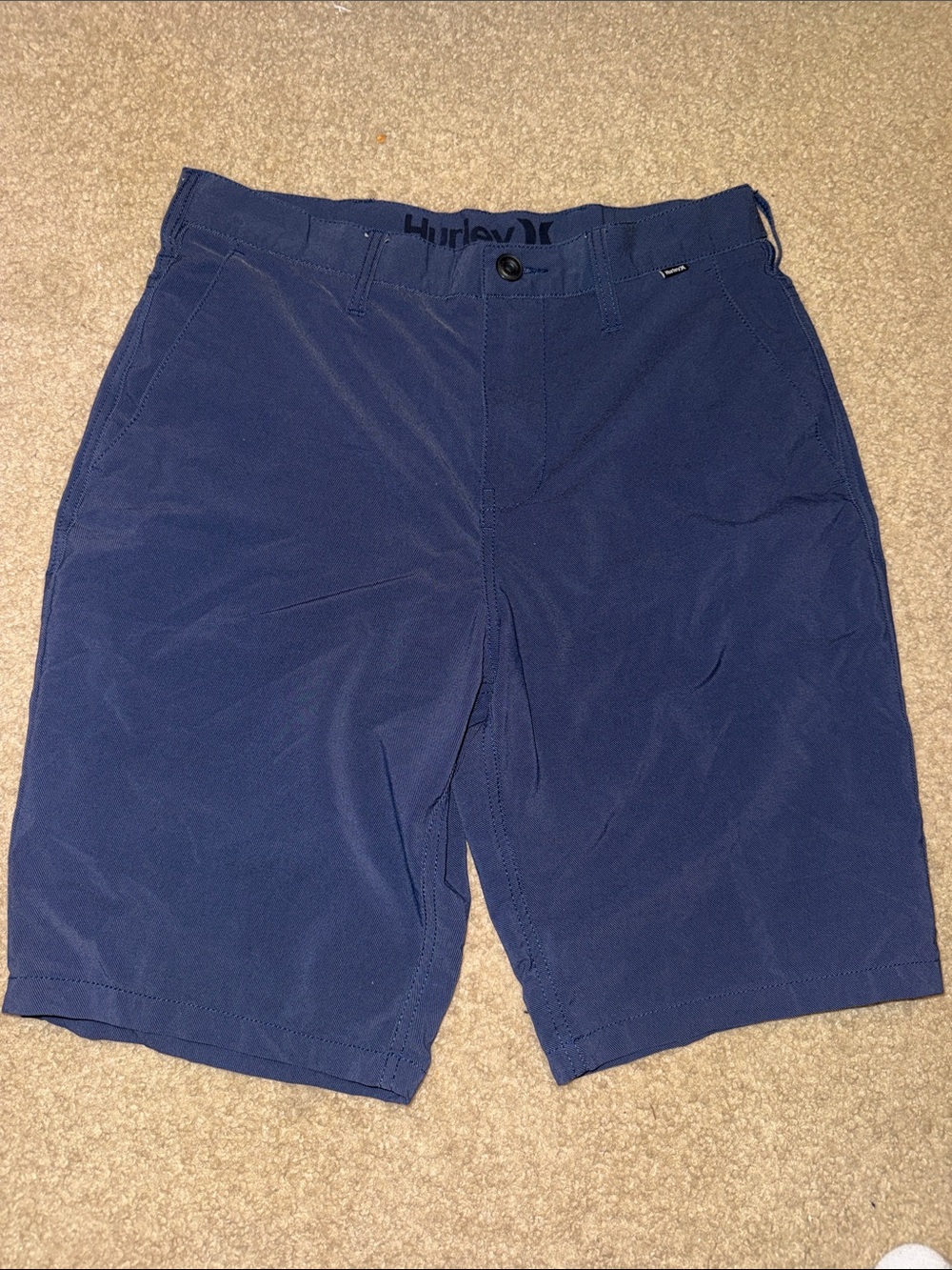 Hurley Men's Navy Blue Flat-Front Shorts